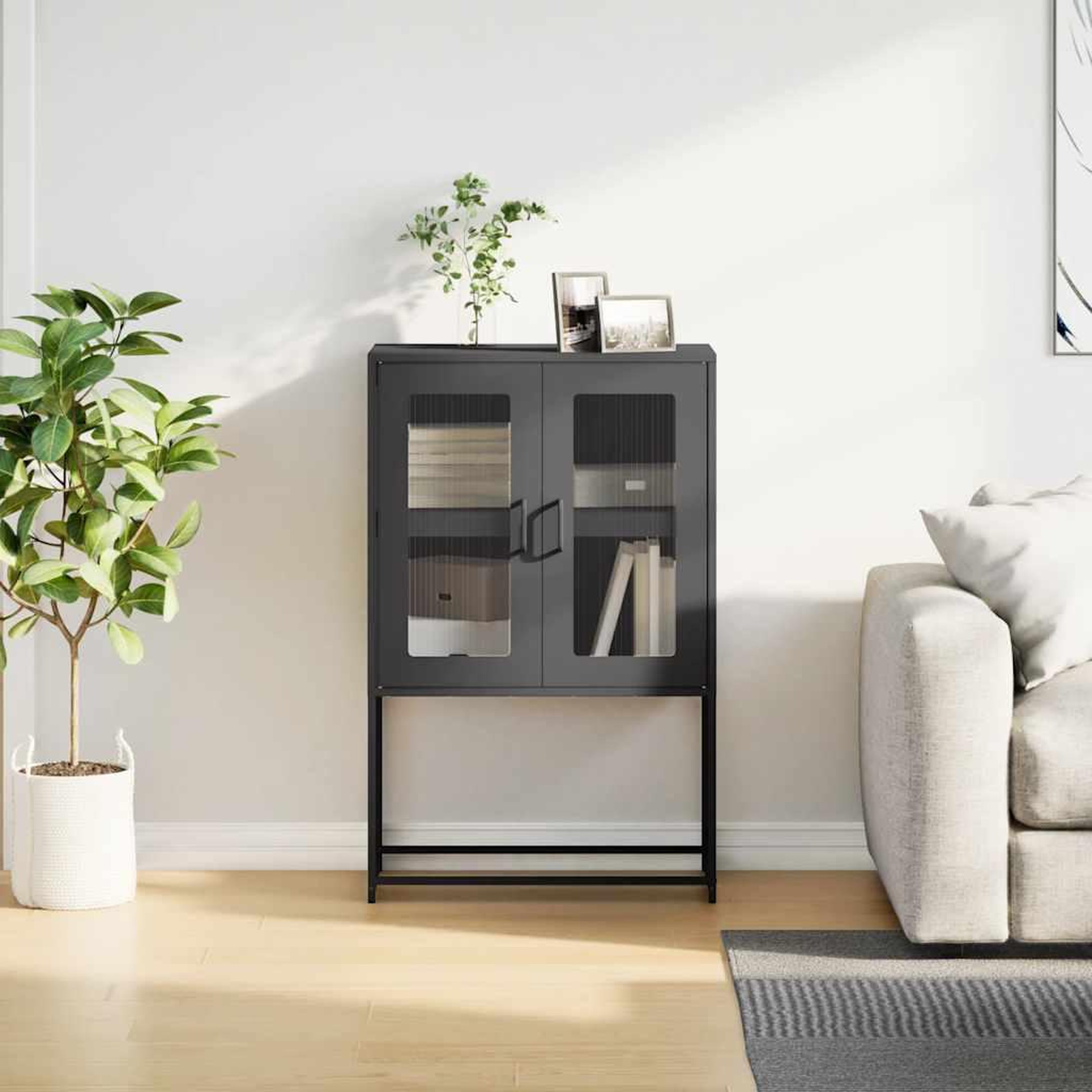 Voir la diapositive 4 : VIDAXL Buffet haut noir 68x39x107 cm acier