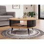 Voir la diapositive 3 : BEST MOBILIER Forini - table basse ronde - aspect chêne naturel et noir - 1 niche - 75 cm