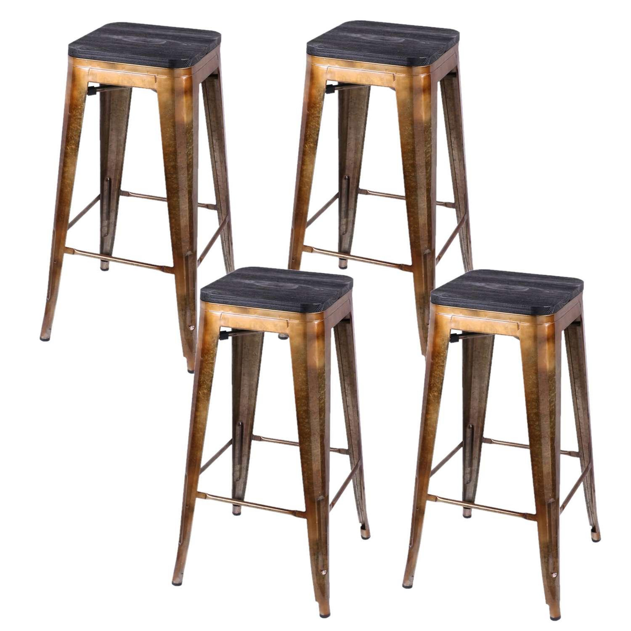 TOILINUX Lot de 4 tabourets de bar vintage liv. Coloris disponibles : Rouge, Bicolore, Blanc