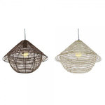 MARKET24 Suspension DKD Home Decor Blanc Marron Noir Naturel Métal Corde Plastique 50 W 220 V Urbaine 38 x 38 x 27 cm (2 Unités)