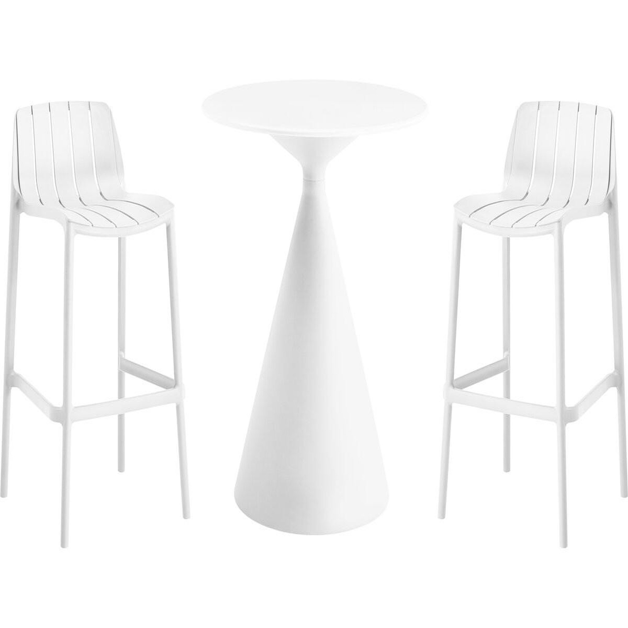 Habitat et Jardin Table et chaises hautes de bistrot empilables  vaena  - 2 places - blanc