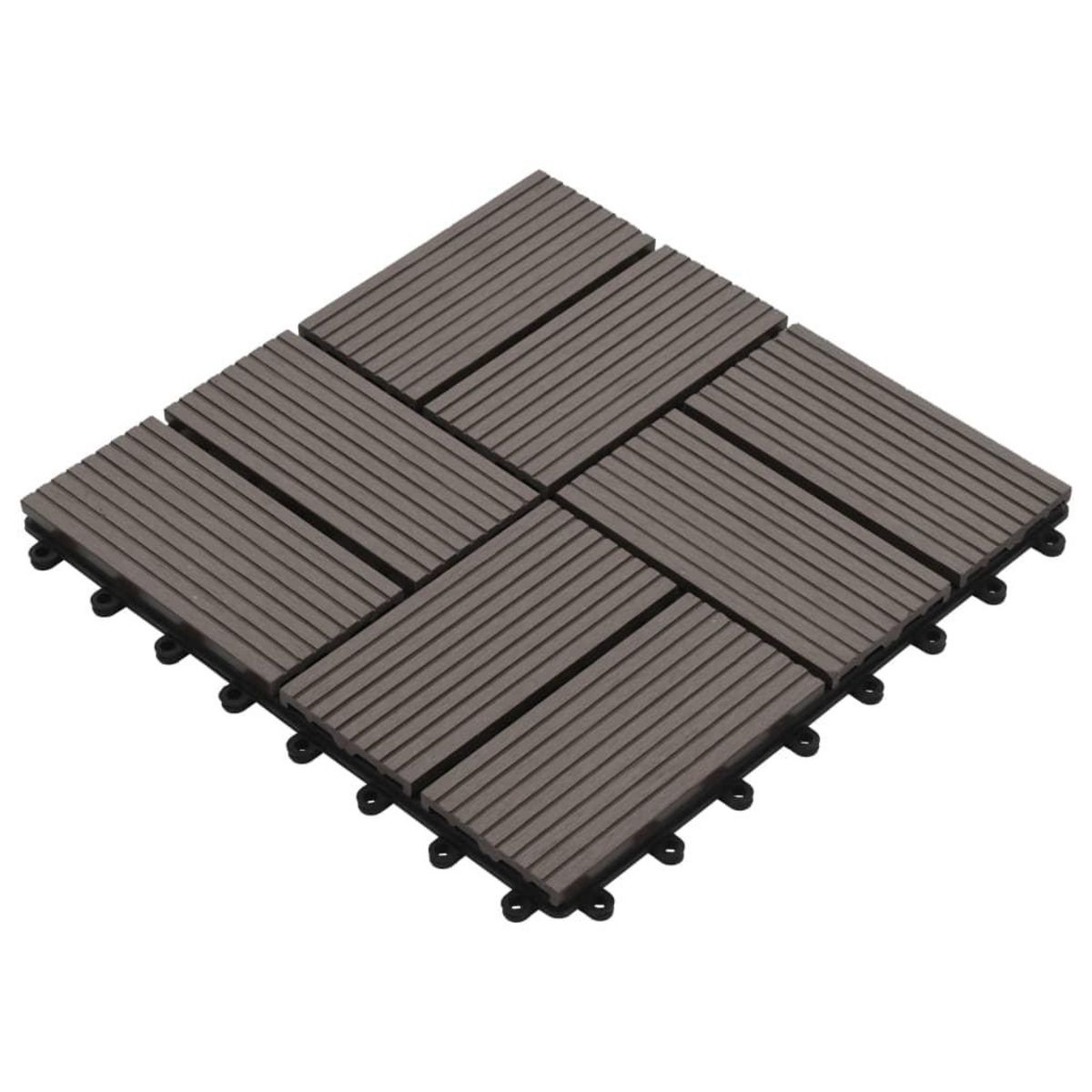 VIDAXL Carreau de terrasse 11 pcs WPC 30 x 30 cm 1 m² Marron fonce