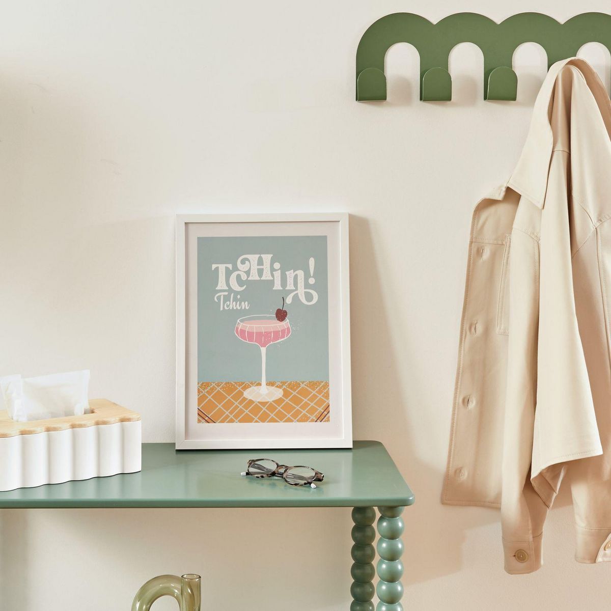 ATMOSPHERA Affiche encadrée Tchin Tchin - 30 x 40 cm - Bleu clair