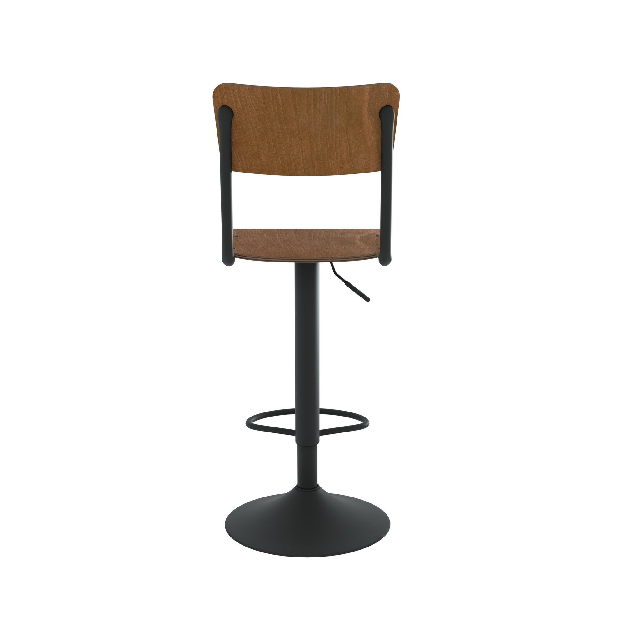 Voir la diapositive 3 : MAISON PAVANE Lot de 2 chaises de bar réglables 60/80 cm en bois foncé-clem