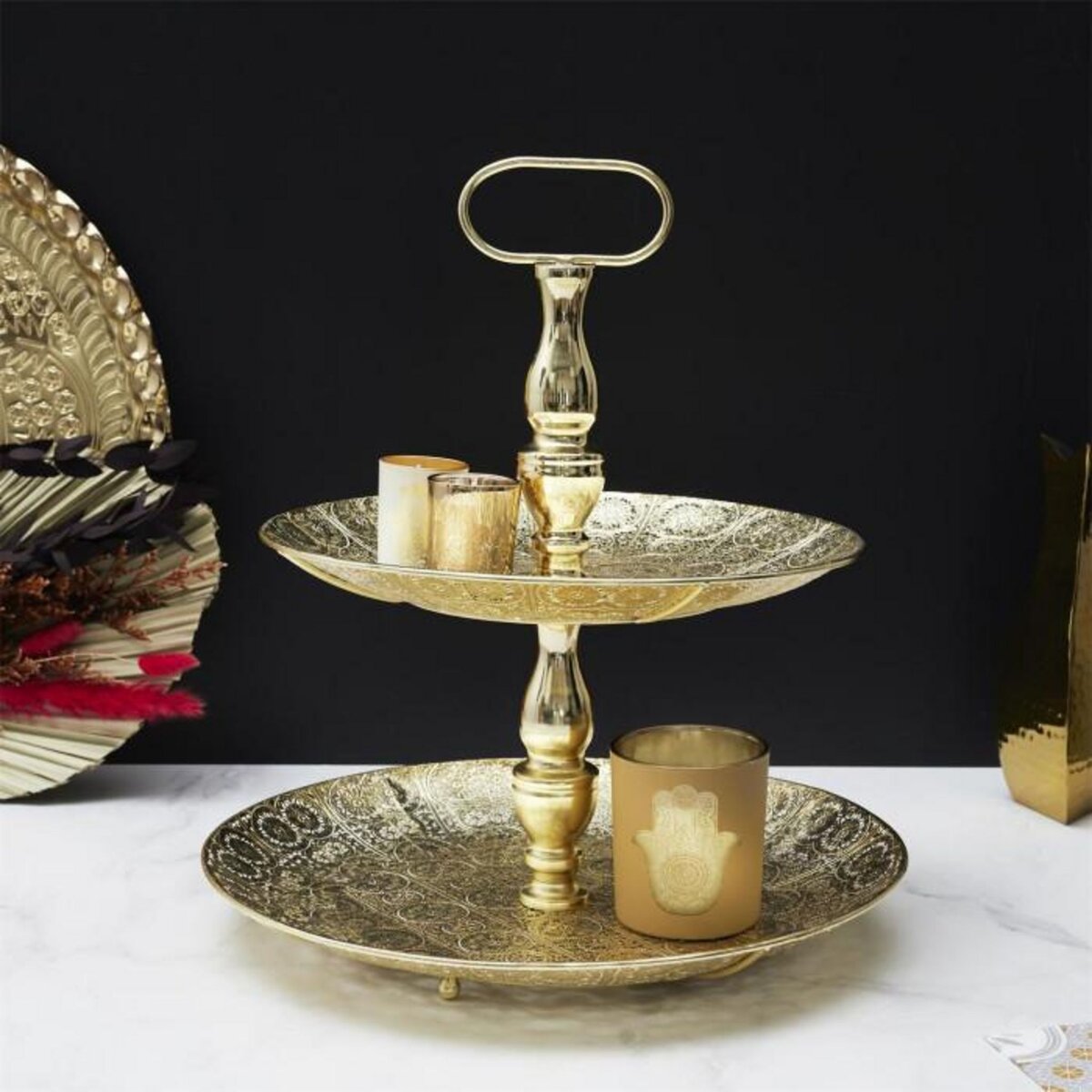 Paris Prix Plateau de Présentation 2 Niveaux  Métal  43cm Doré