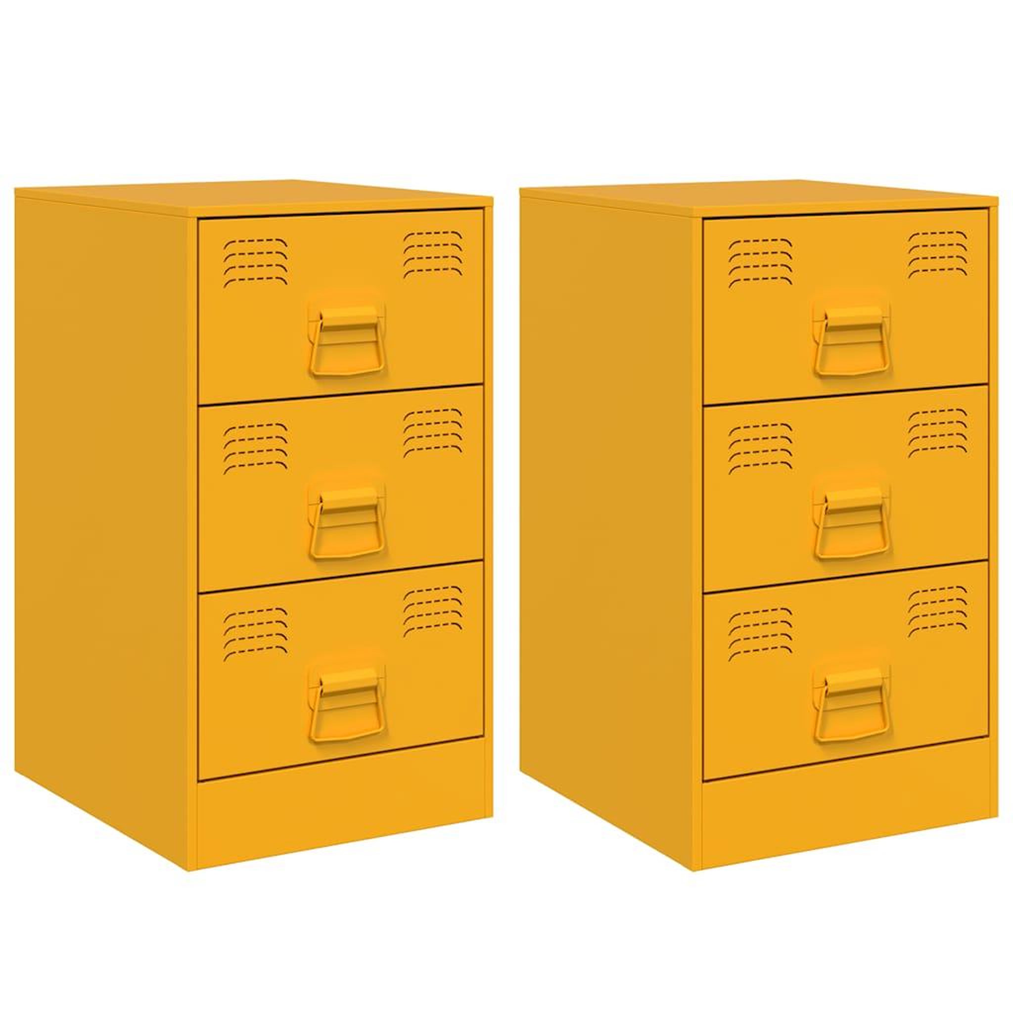 Voir la diapositive 2 : VIDAXL Tables de chevet 2 pcs jaune moutarde 34,5x39x62 cm acier