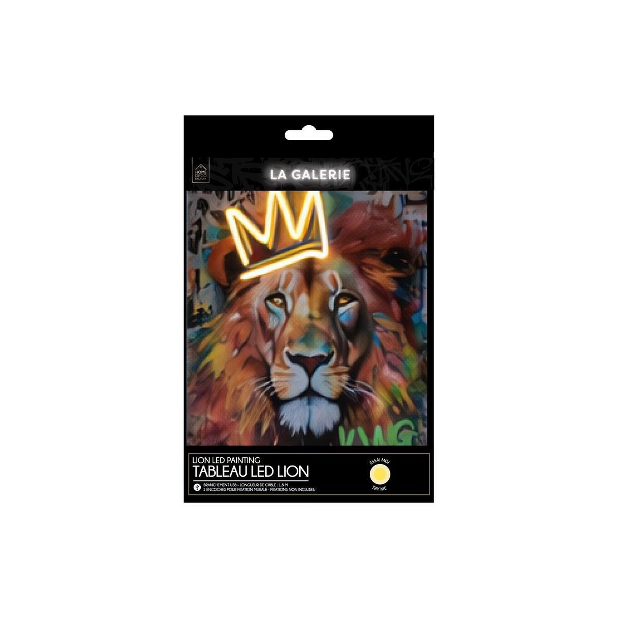 Voir la diapositive 4 : The Home Deco Factory Tableau LED  Lion  30x40cm Multicolore