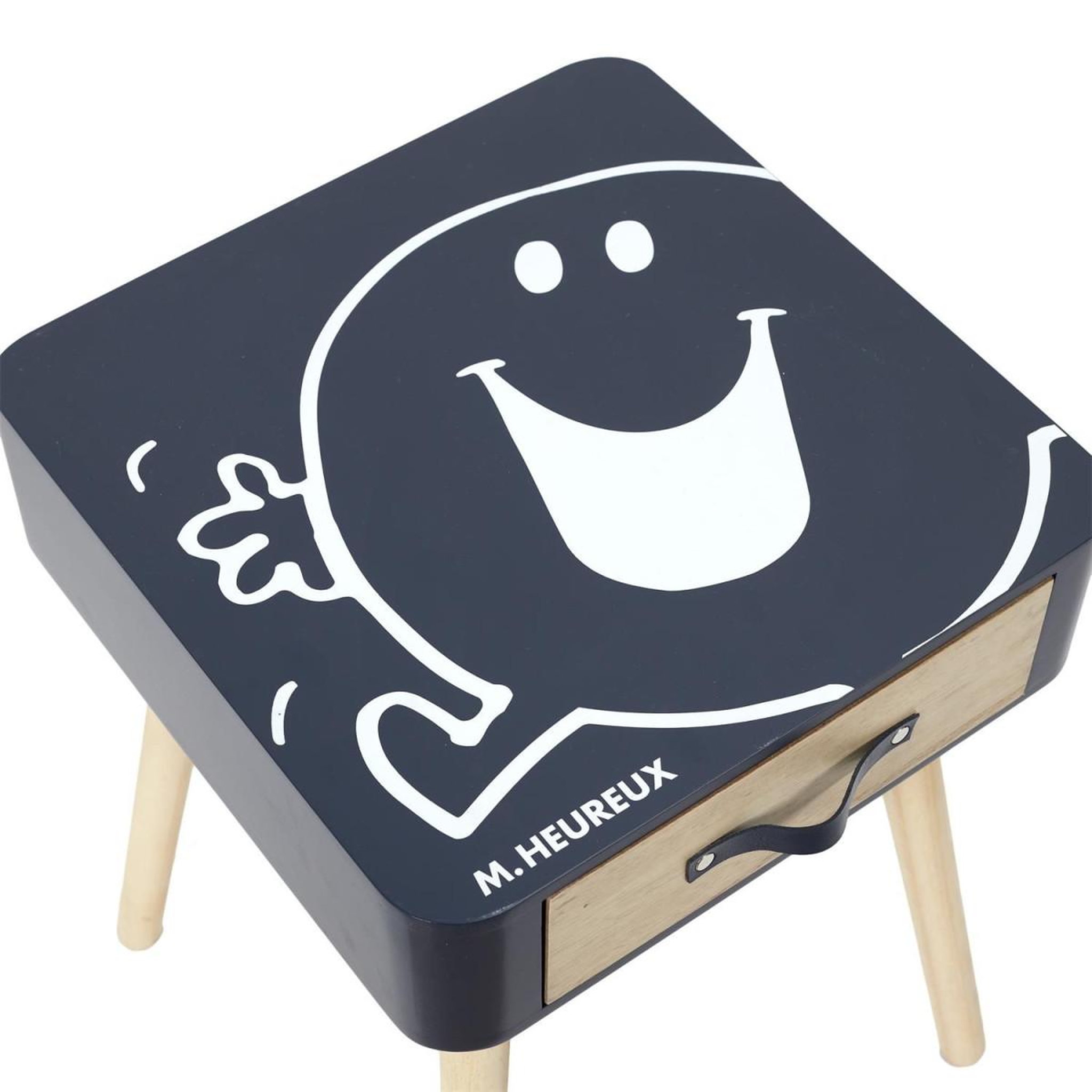 Voir la diapositive 4 : The Home Deco Factory Table de chevet  monsieur heureux  48cm bleu