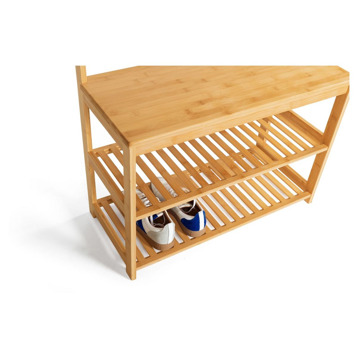 Meuble d'entrée vestiaire porte manteau range chaussures en bambou MAOA