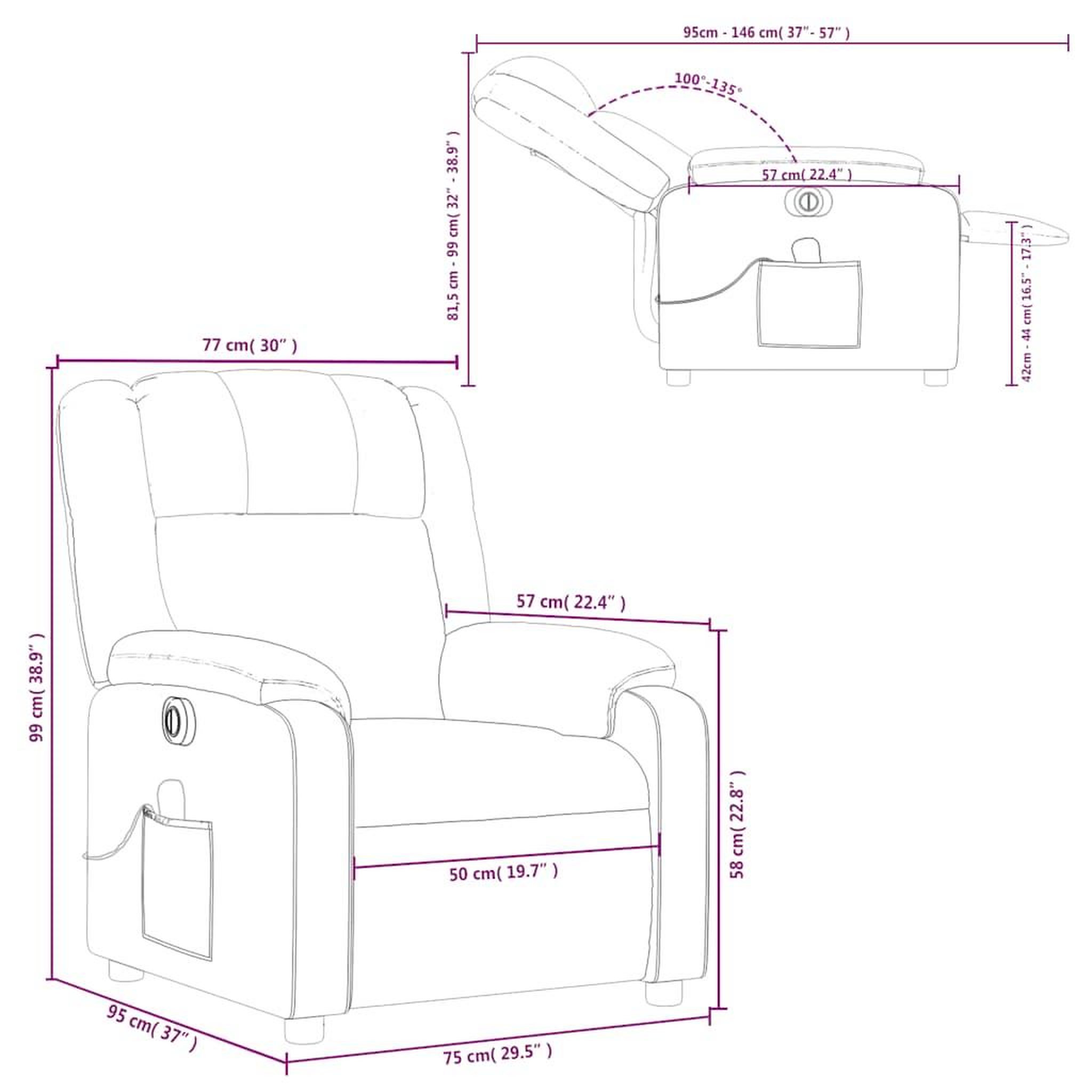 Voir la diapositive 6 : VIDAXL Fauteuil de massage inclinable electrique Noir Tissu
