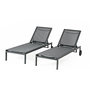 Voir la diapositive 1 : CONCEPT USINE Lot de 2 bains de soleil inclinables gris foncé avec roues en aluminium CUBA