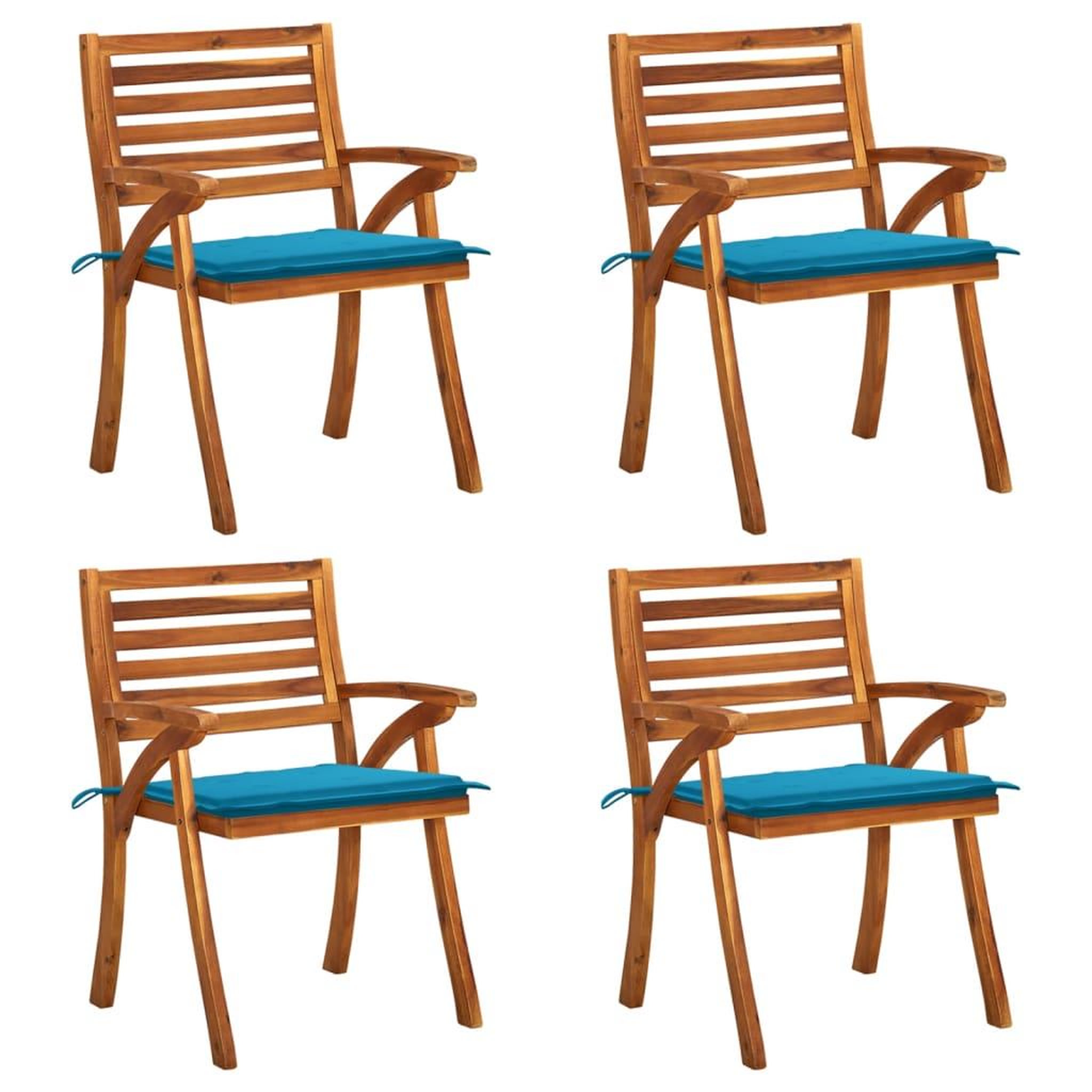 Voir la diapositive 1 : VIDAXL Chaises de jardin avec coussins lot de 4 Bois de teck solide
