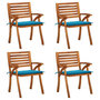 Voir la diapositive 1 : VIDAXL Chaises de jardin avec coussins lot de 4 Bois de teck solide