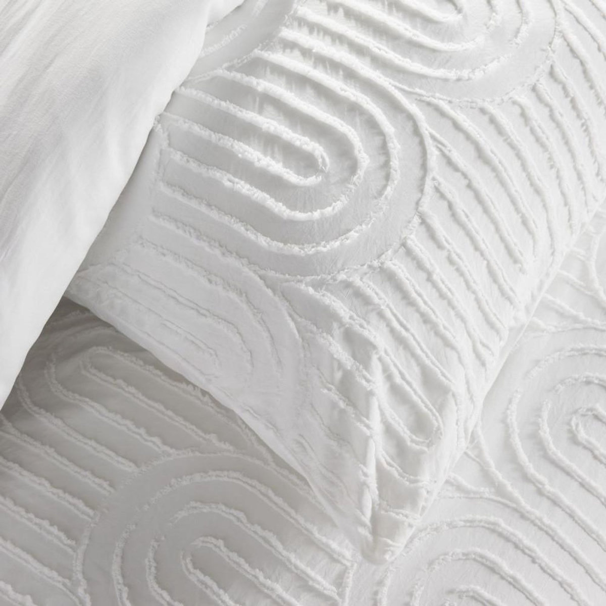 Today Parure de lit - TODAY - Essential - 2 personnes - 220 x 240 cm - Effet tufté graphique blanc