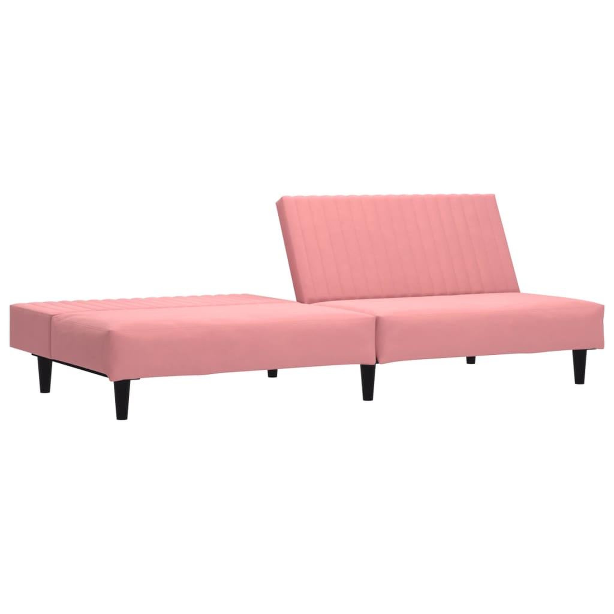Voir la diapositive 4 : VIDAXL Canape-lit a 2 places rose velours