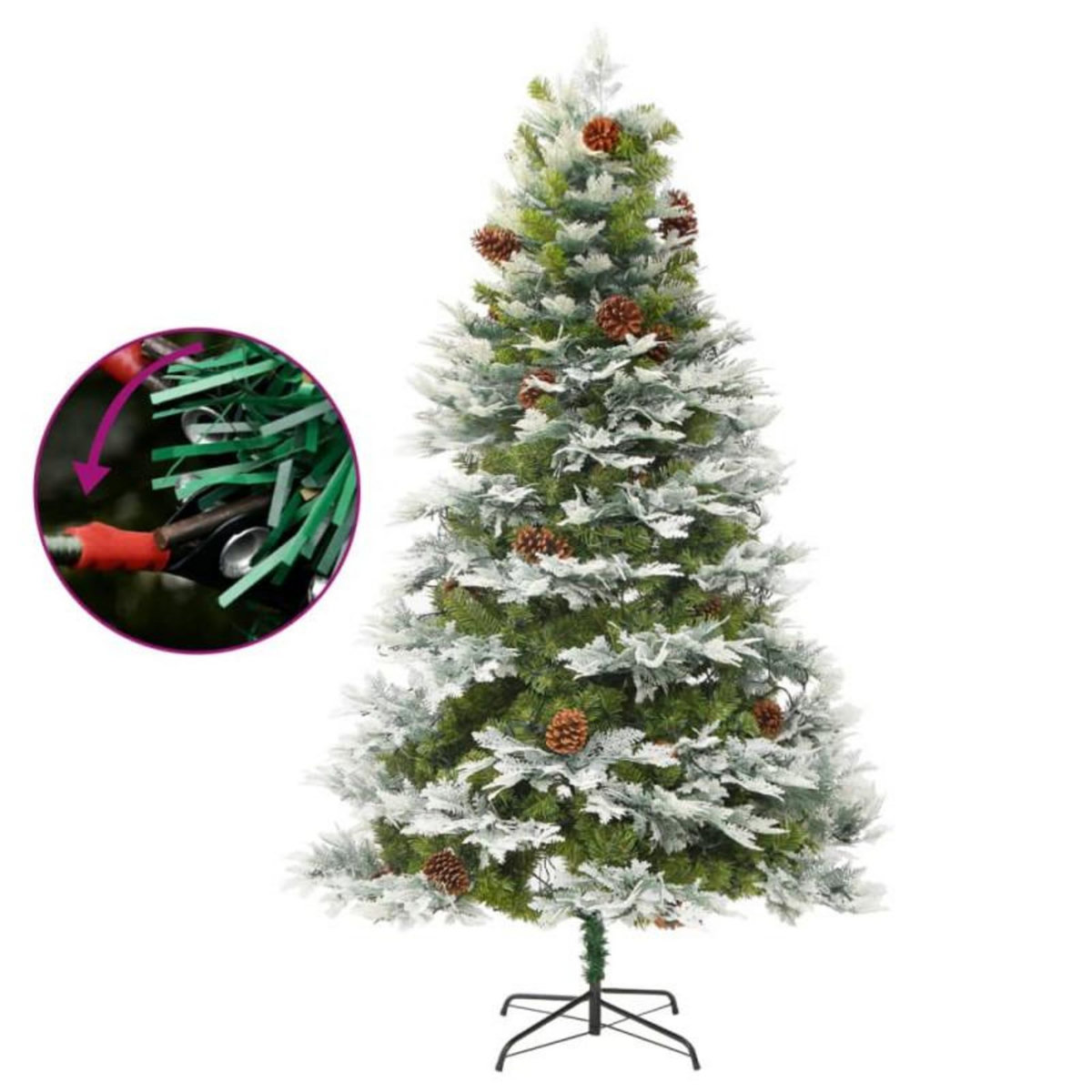 VIDAXL Sapin de Noël pré éclairé et pommes de pin vert 195cm PVC et PE
