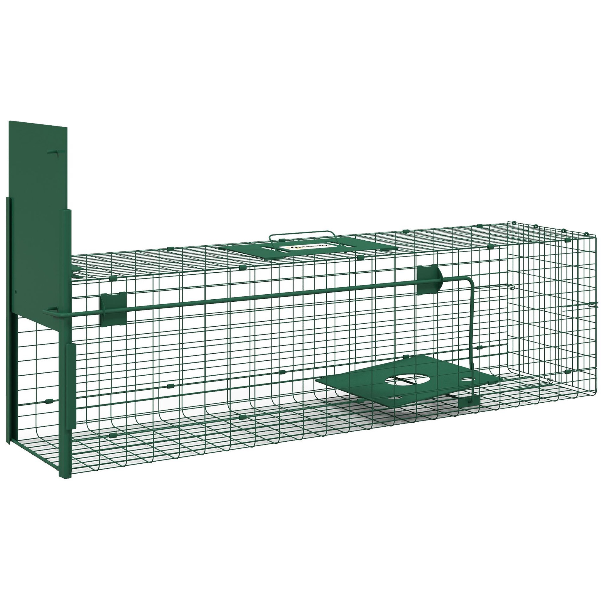 OUTSUNNY Piège de capture pour petits animaux type lapin rat - entrée, poignée - dim. 100L x 25l x 28H cm - acier vert