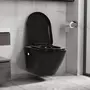 VIDAXL Toilette suspendue au mur avec reservoir cache Ceramique Noir