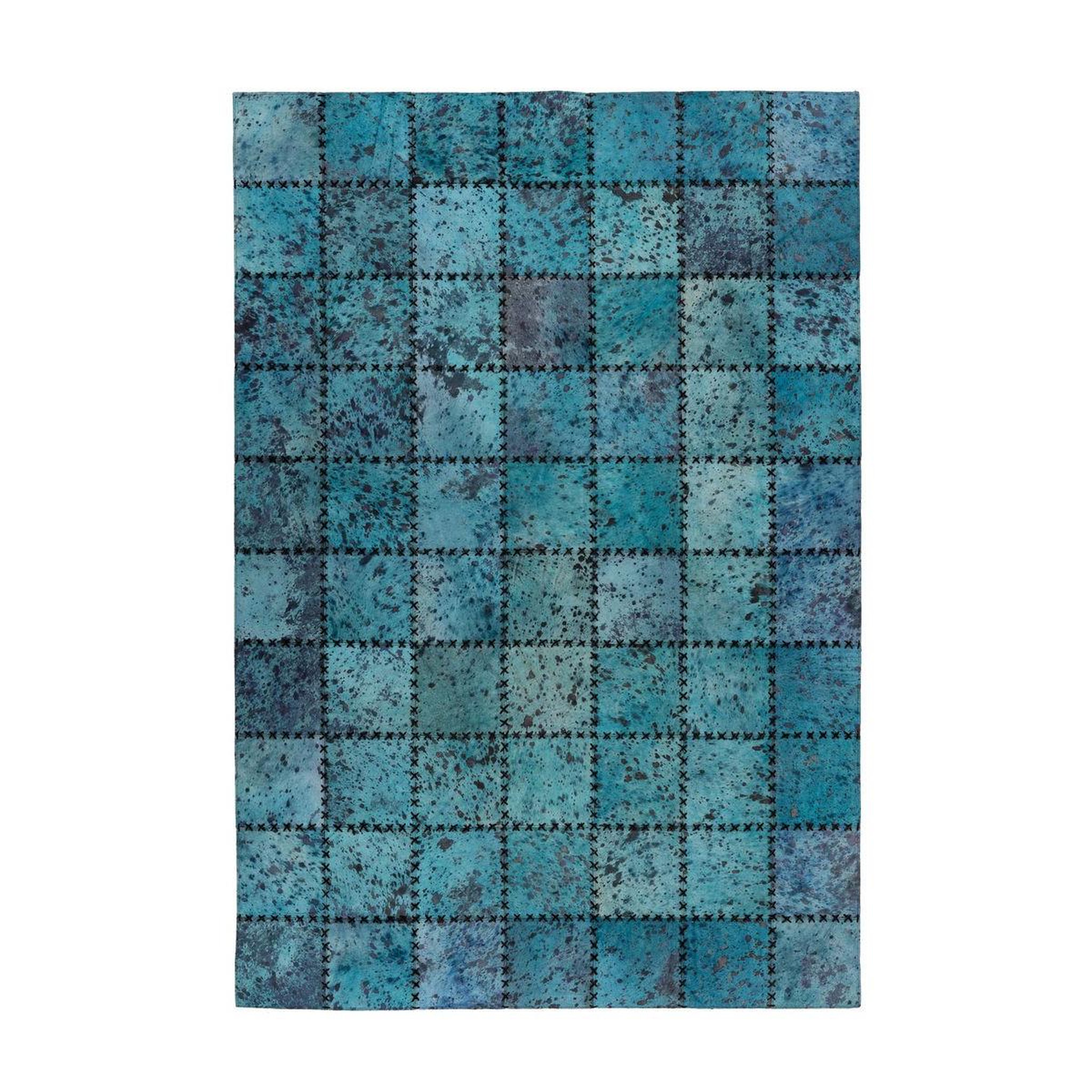 Voir la diapositive 1 : Paris Prix Tapis Patchwork en Cuir Fait Main  Voila  Turquoise