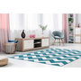 Voir la diapositive 2 : Paris Prix Tapis Géométrique à Poils Courts  Manolya  Turquoise
