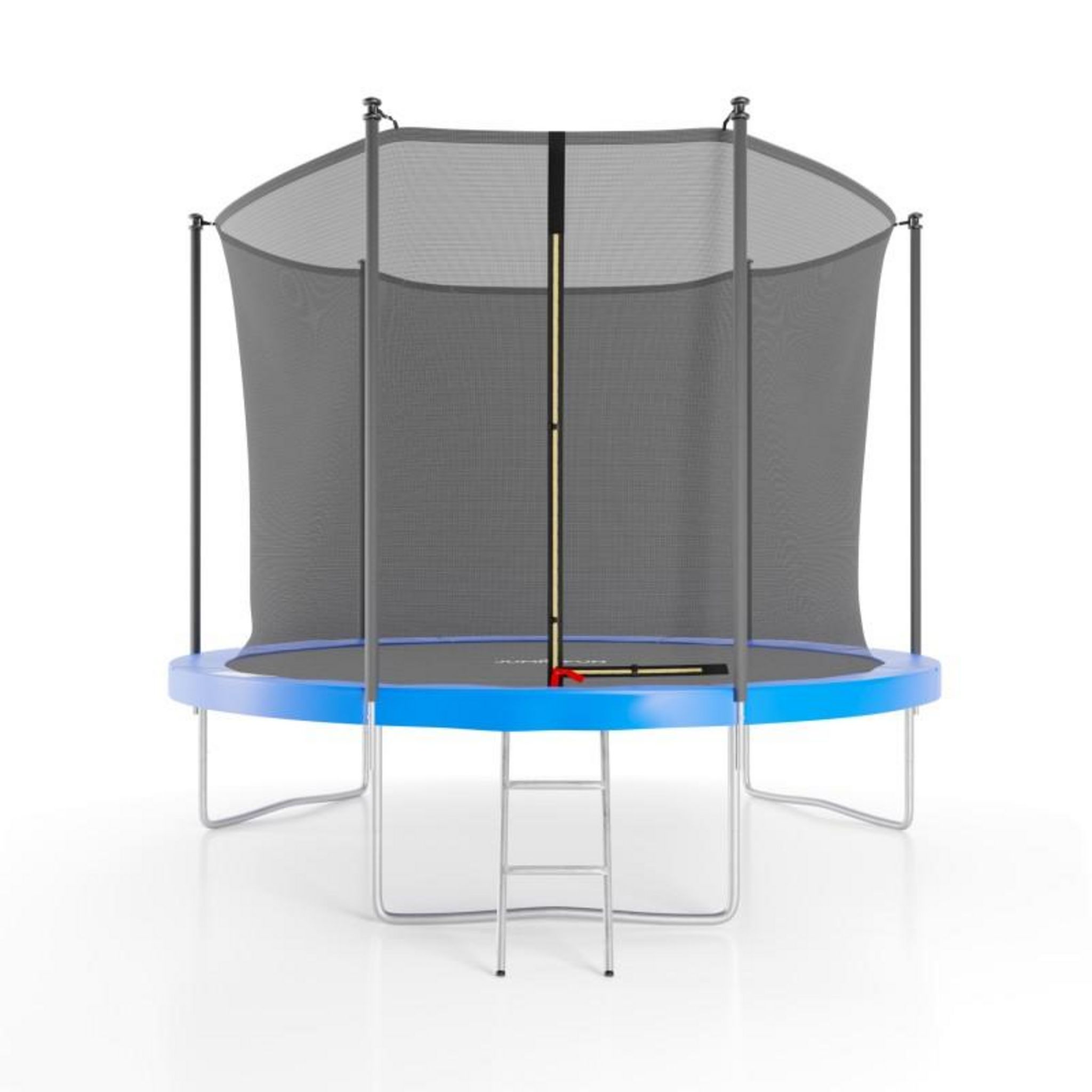 JUMP4FUN Trampoline de jardin ø 305 cm- 10FT- Filet intérieur, Matelas de protection et Echelle. Coloris disponibles : Bleu, Vert, Noir