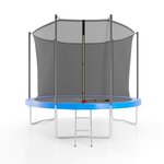 JUMP4FUN Trampoline de jardin ø 305 cm- 10FT- Filet intérieur, Matelas de protection et Echelle. Coloris disponibles : Bleu, Noir, Vert