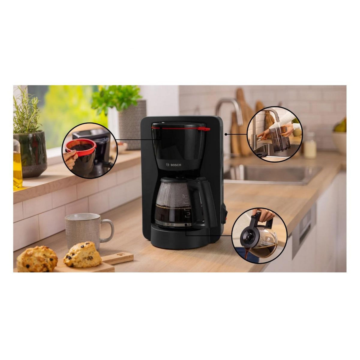 BOSCH Cafetière filtre 15 tasses 1200w noir - TKA2M113