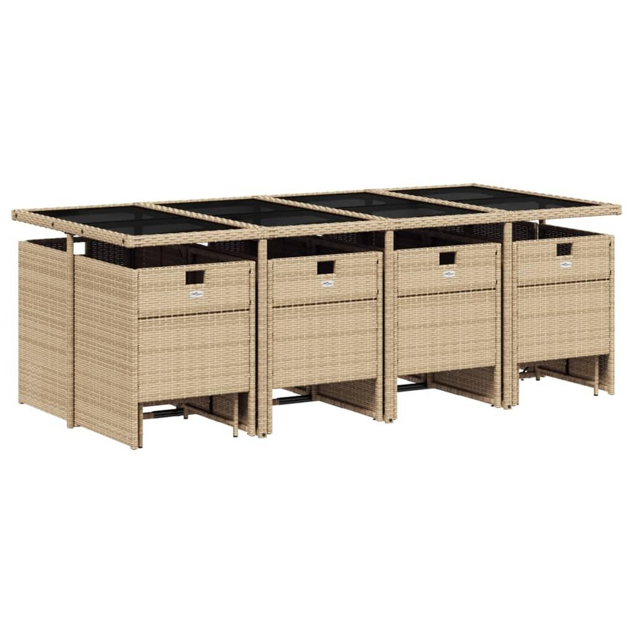 Voir la diapositive 3 : VIDAXL Ensemble a manger de jardin et coussins 13 pcs beige