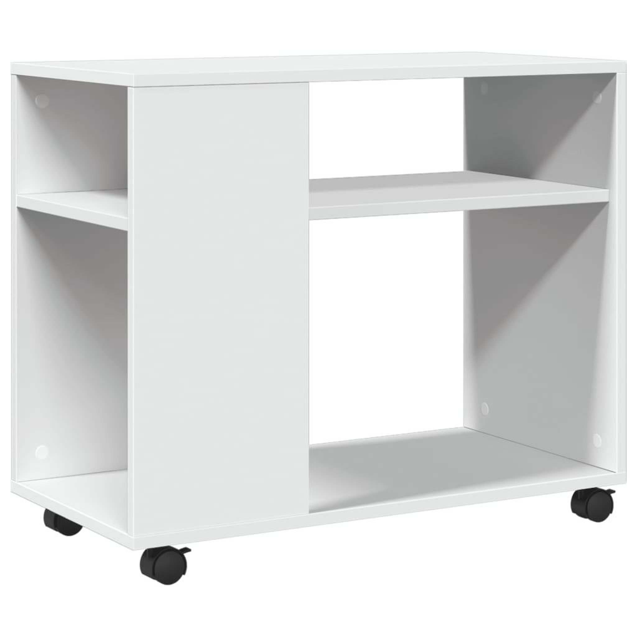 Voir la diapositive 2 : VIDAXL Table d'appoint avec roues blanc 70x35x60 cm bois d'ingenierie