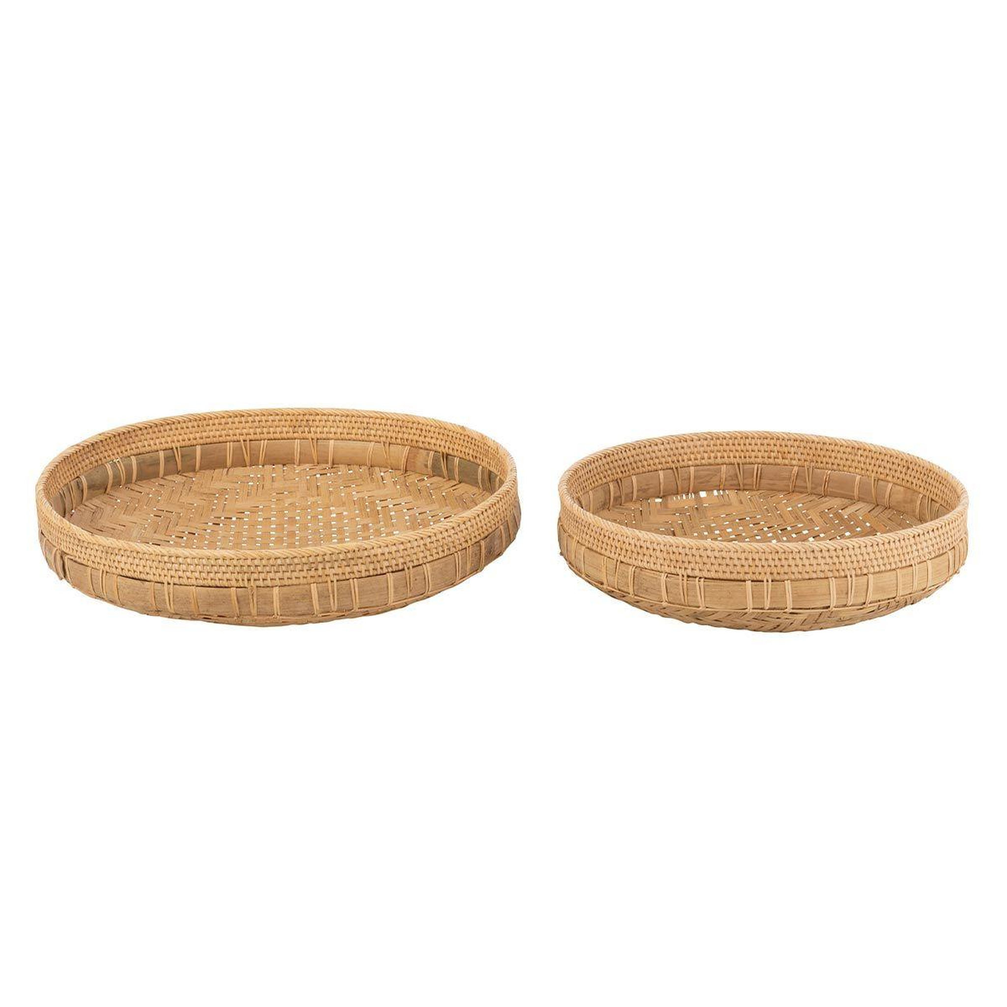 Voir la diapositive 2 : J-LINE Lot de 2 coupelles déco  rotin  52cm naturel