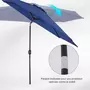OUTSUNNY Parasol en métal rond polyester 180g/m² manivelle inclinable Ø 3 x 2,45 m bleu