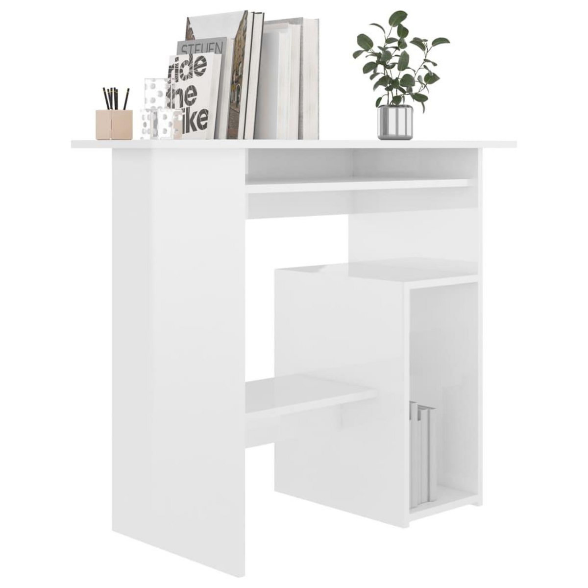 VIDAXL Bureau Blanc brillant 80x45x74 cm Bois d'ingenierie
