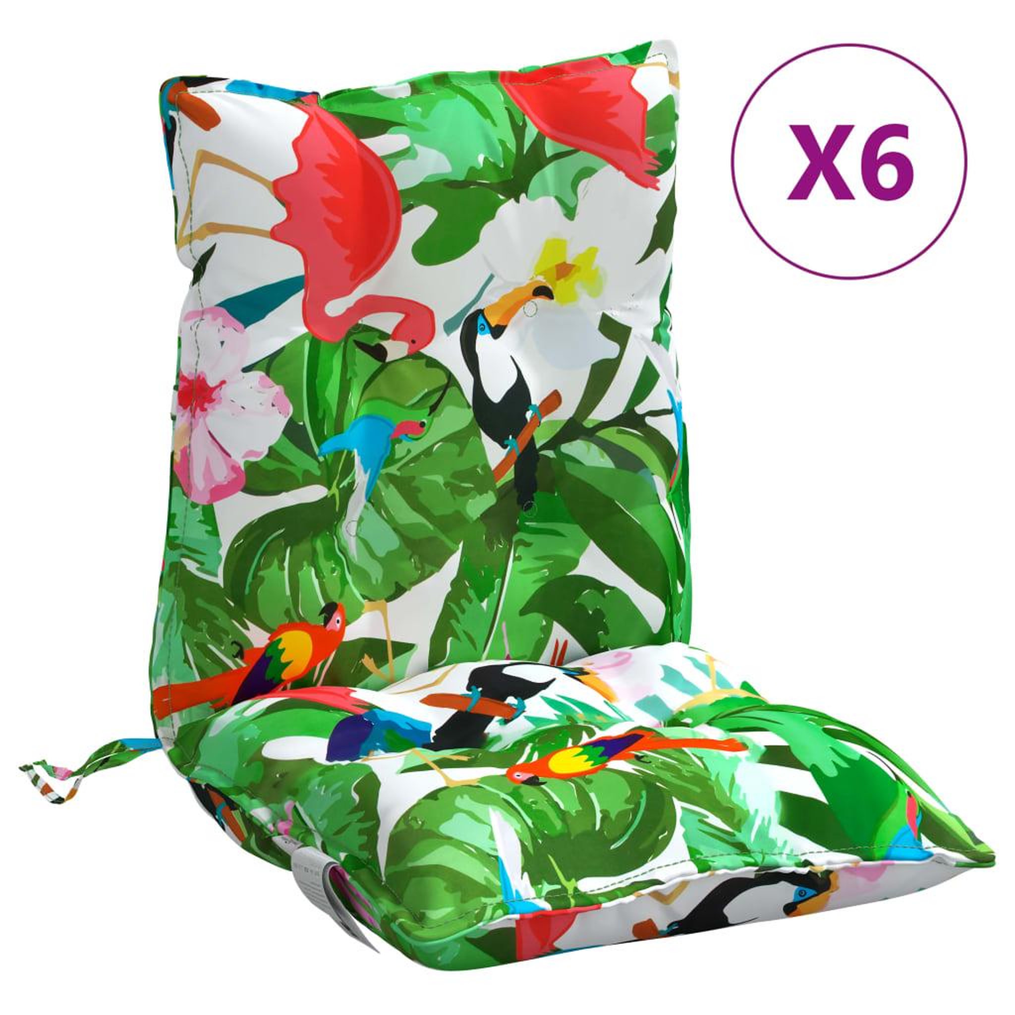 Voir la diapositive 2 : VIDAXL Coussins de chaise a dossier bas lot de 6 multicolore