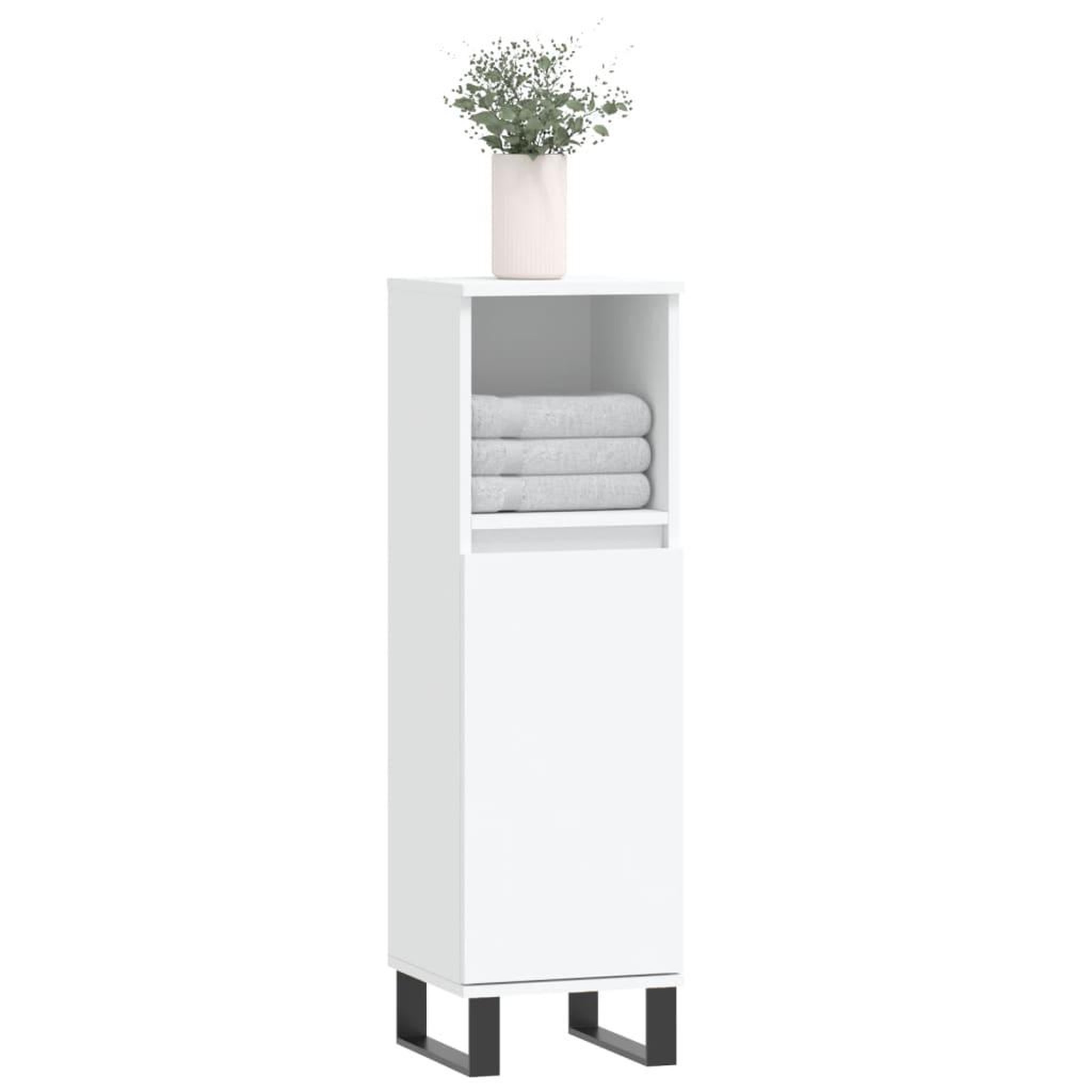 Voir la diapositive 3 : VIDAXL Armoire de salle de bain blanc 30x30x100 cm bois d'ingenierie