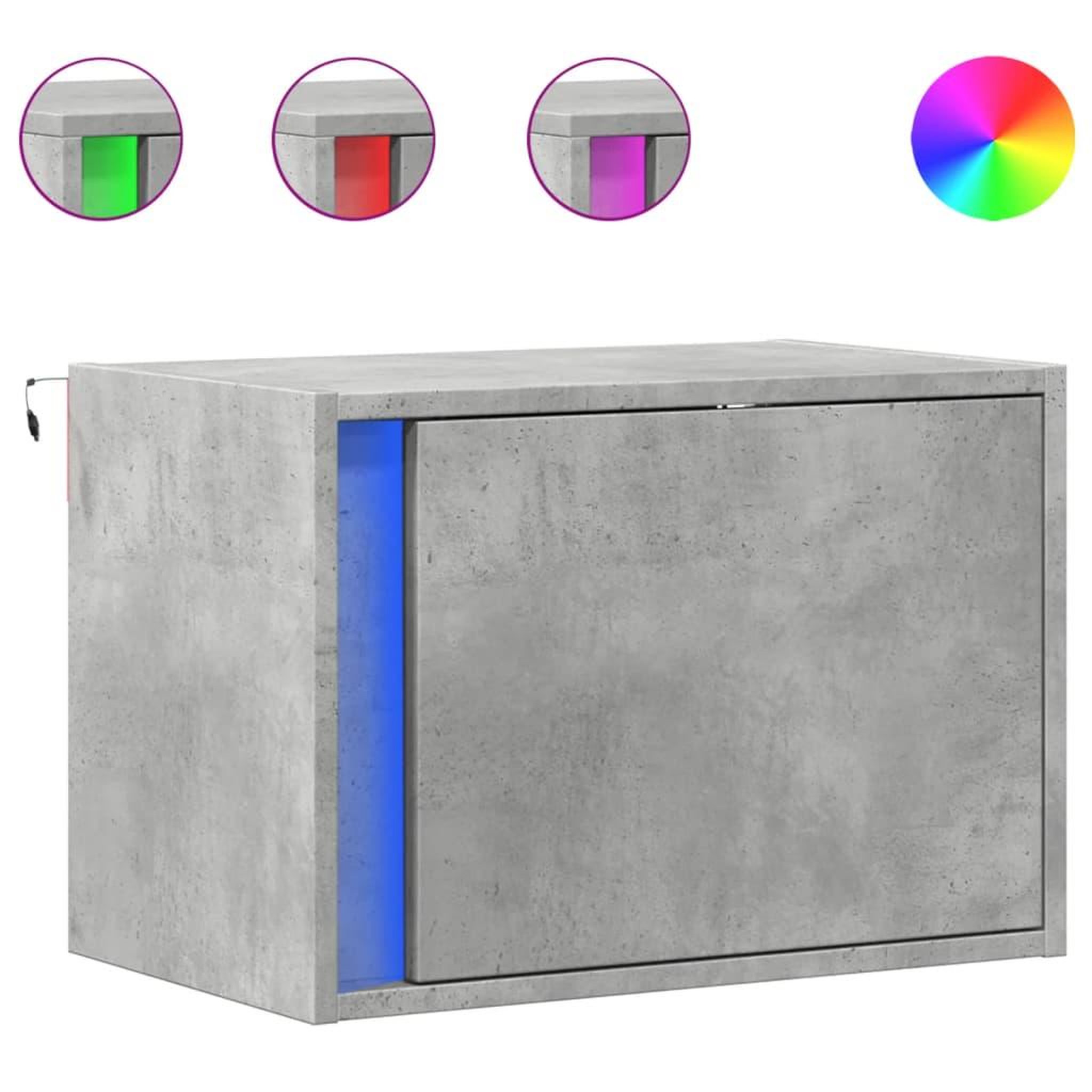 Voir la diapositive 2 : VIDAXL Table de chevet murale avec lumieres LED gris beton