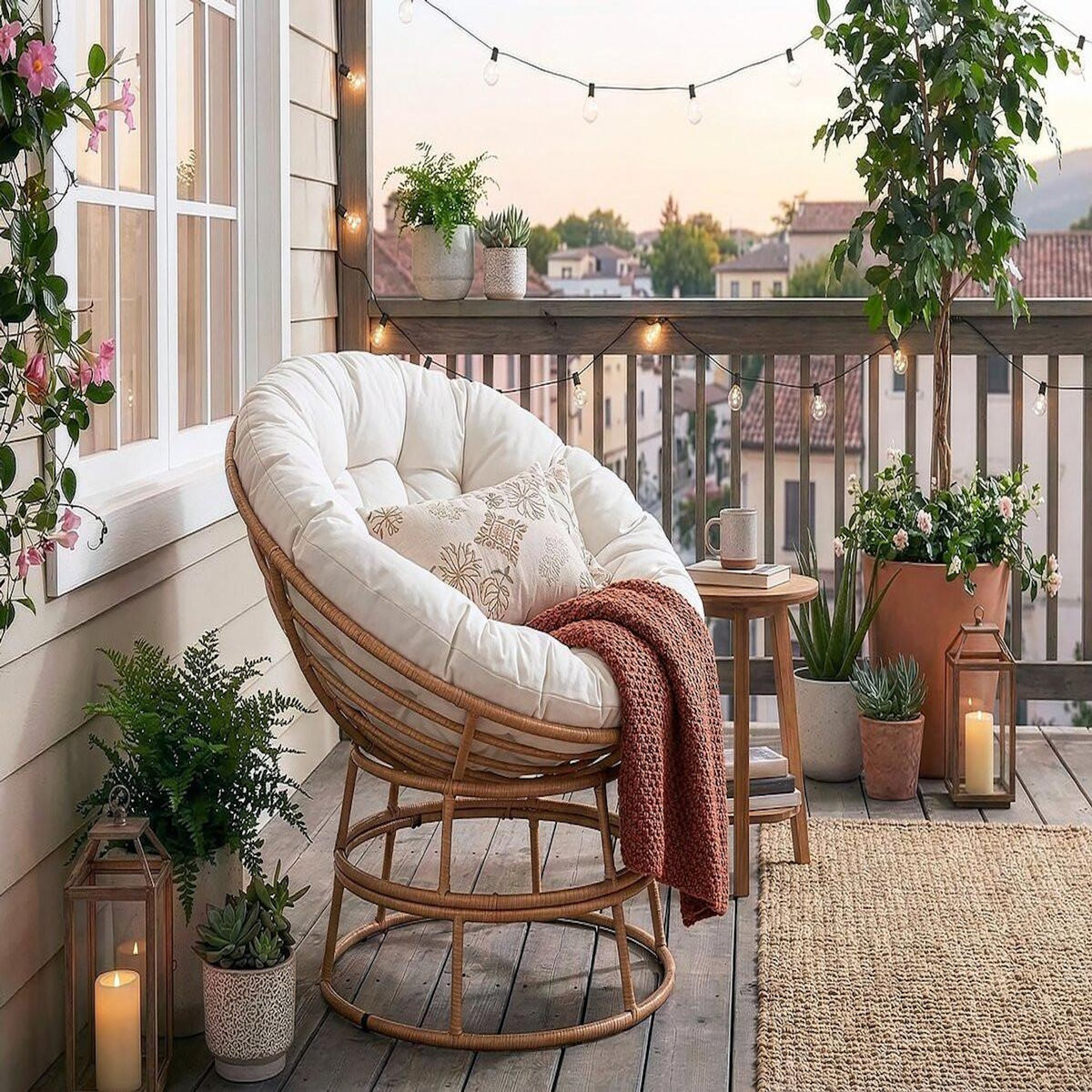 Habitat et Jardin Fauteuil papasan intérieur/extérieur style loveuse  Bali  - Ø91cm - Beige