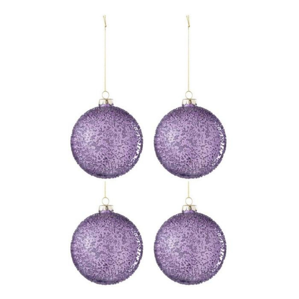 Paris Prix Lot de 4 Boules de Noël  Perla  10cm Mauve