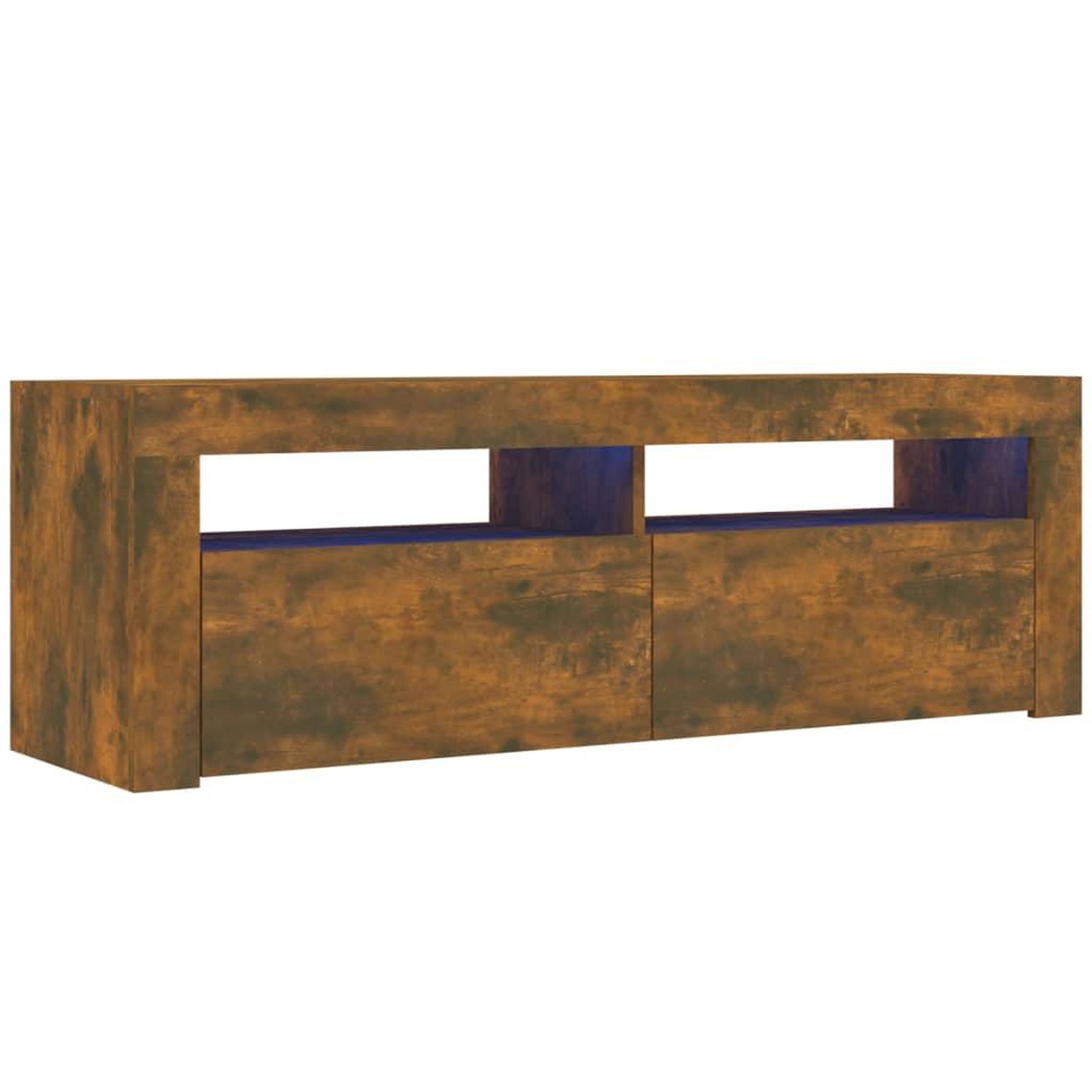 Voir la diapositive 2 : VIDAXL Meuble TV avec lumieres LED Chene fume 120x35x40 cm