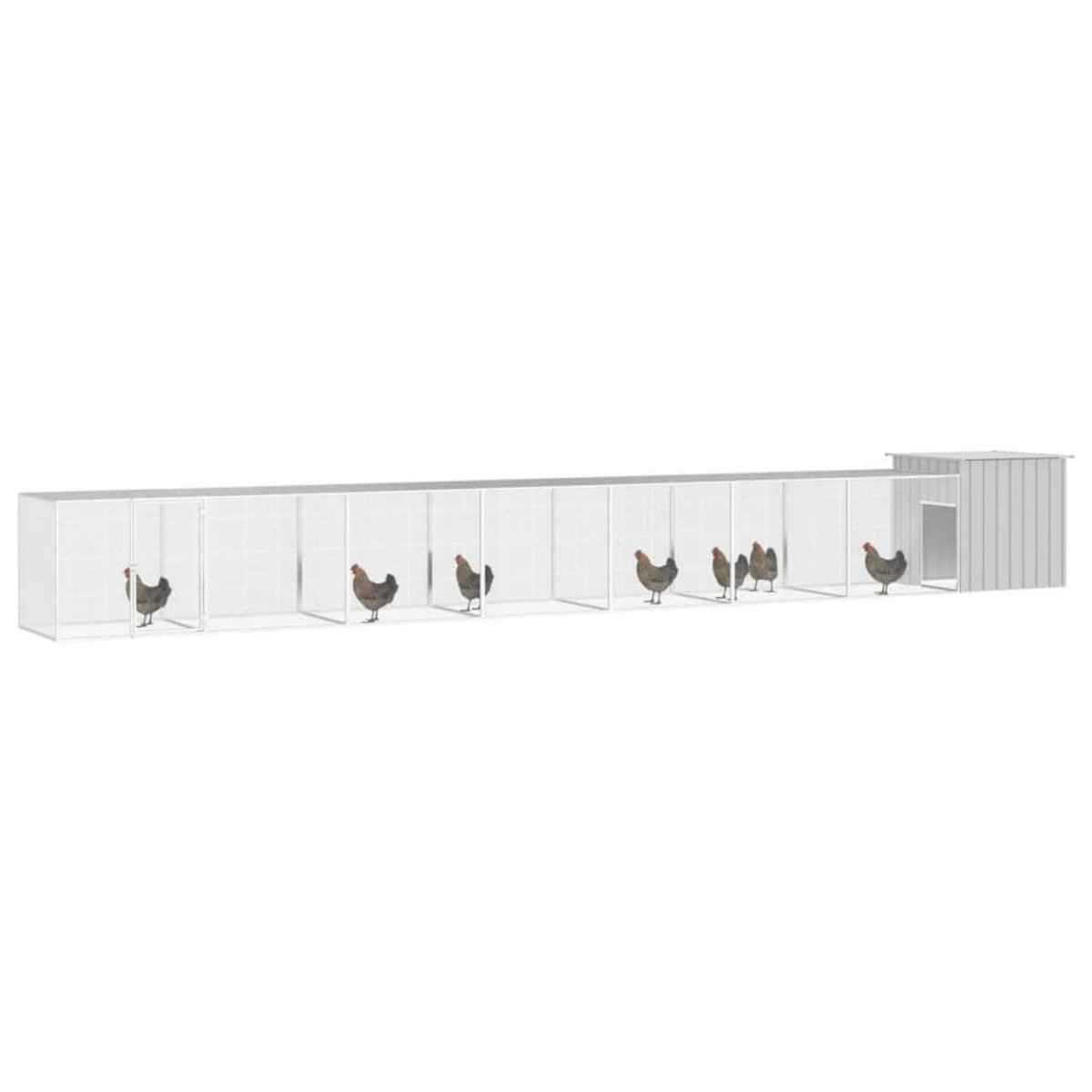 VIDAXL Cage pour poules Gris 700x91x100 cm Acier galvanise