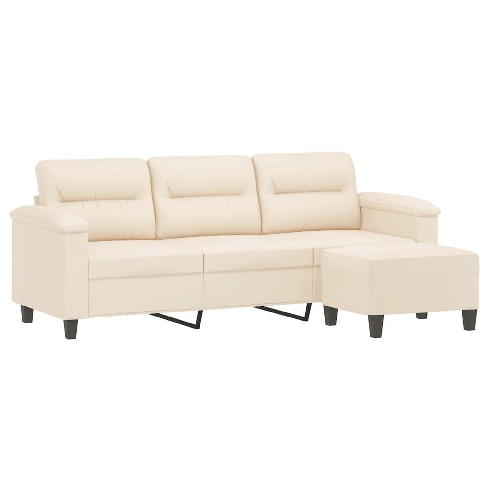 Voir la diapositive 3 : VIDAXL Canape 3 places avec repose-pieds Beige 180 cm Tissu microfibre