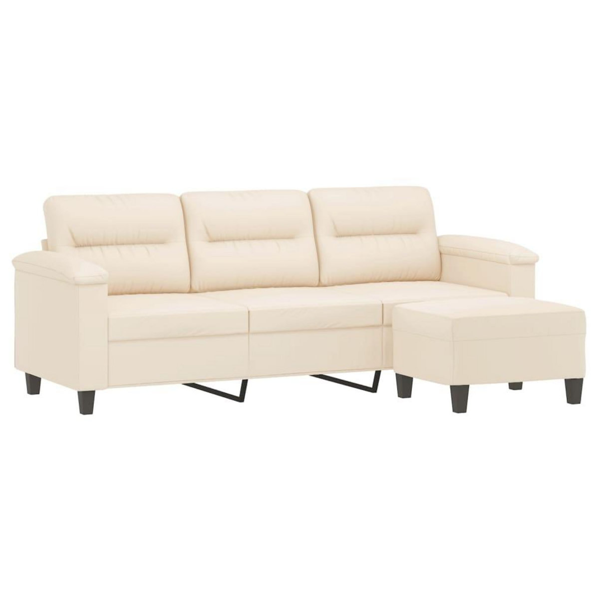 VIDAXL Canape 3 places avec repose-pieds Beige 180 cm Tissu microfibre