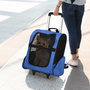 Voir la diapositive 2 : PAWHUT 2 en 1 trolley chariot sac à dos sac de transport à roulettes pour chien chat bleu