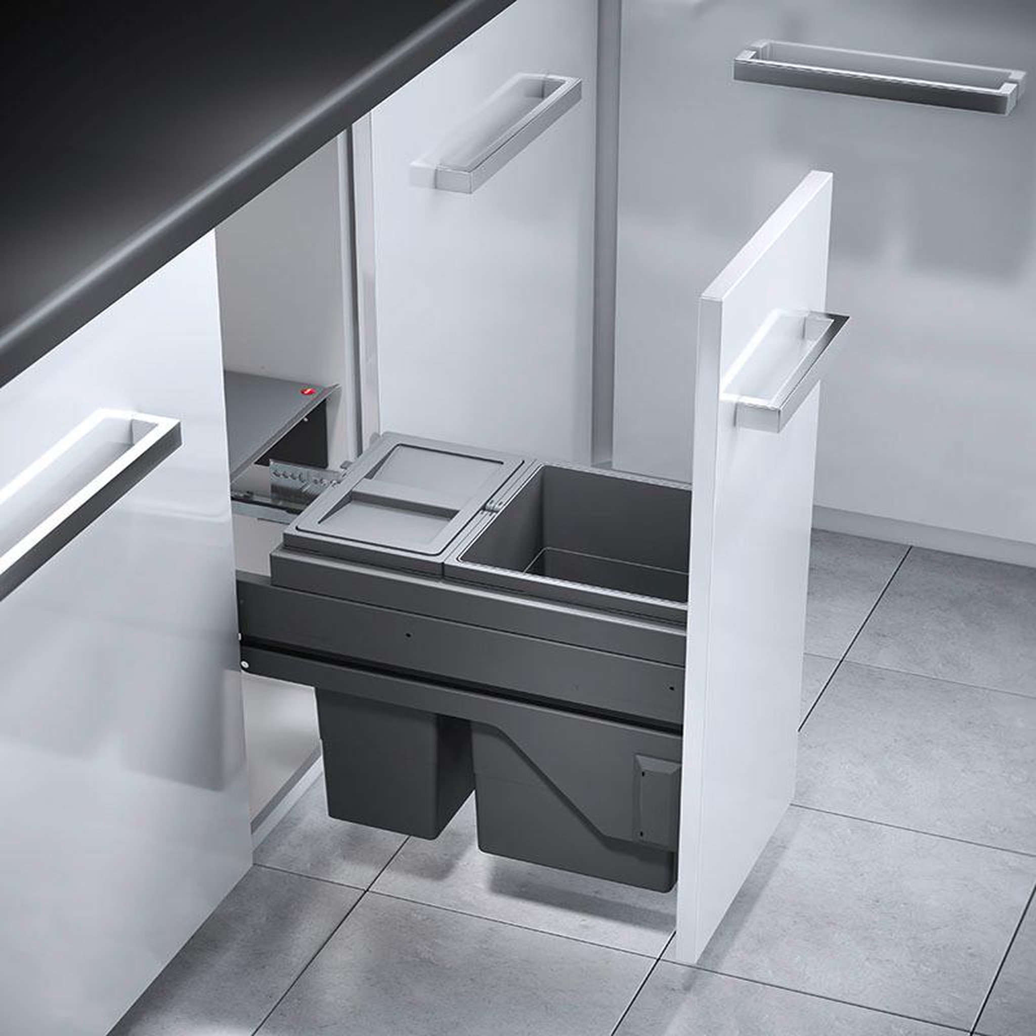 Voir la diapositive 2 : HAILO Poubelle de cuisine tri sélectif 2 bacs encastrable 25l (15+10) hailo as cargo