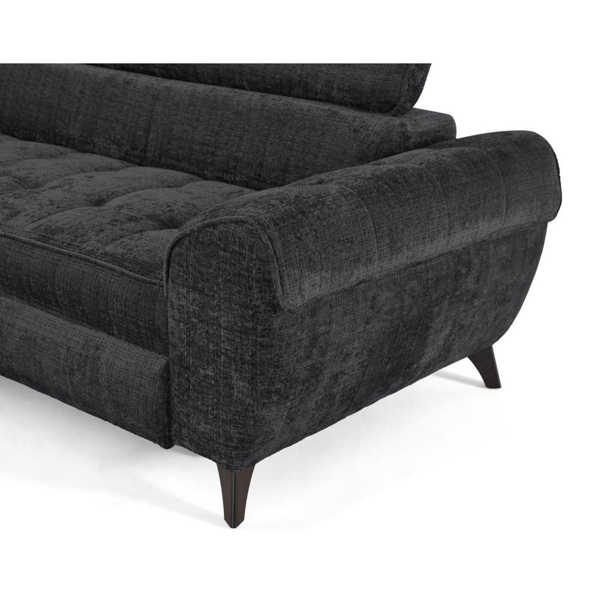 LISA DESIGN Marlo - canapé d'angle gauche 5 places convertible avec coffre et têtières en velours texturé