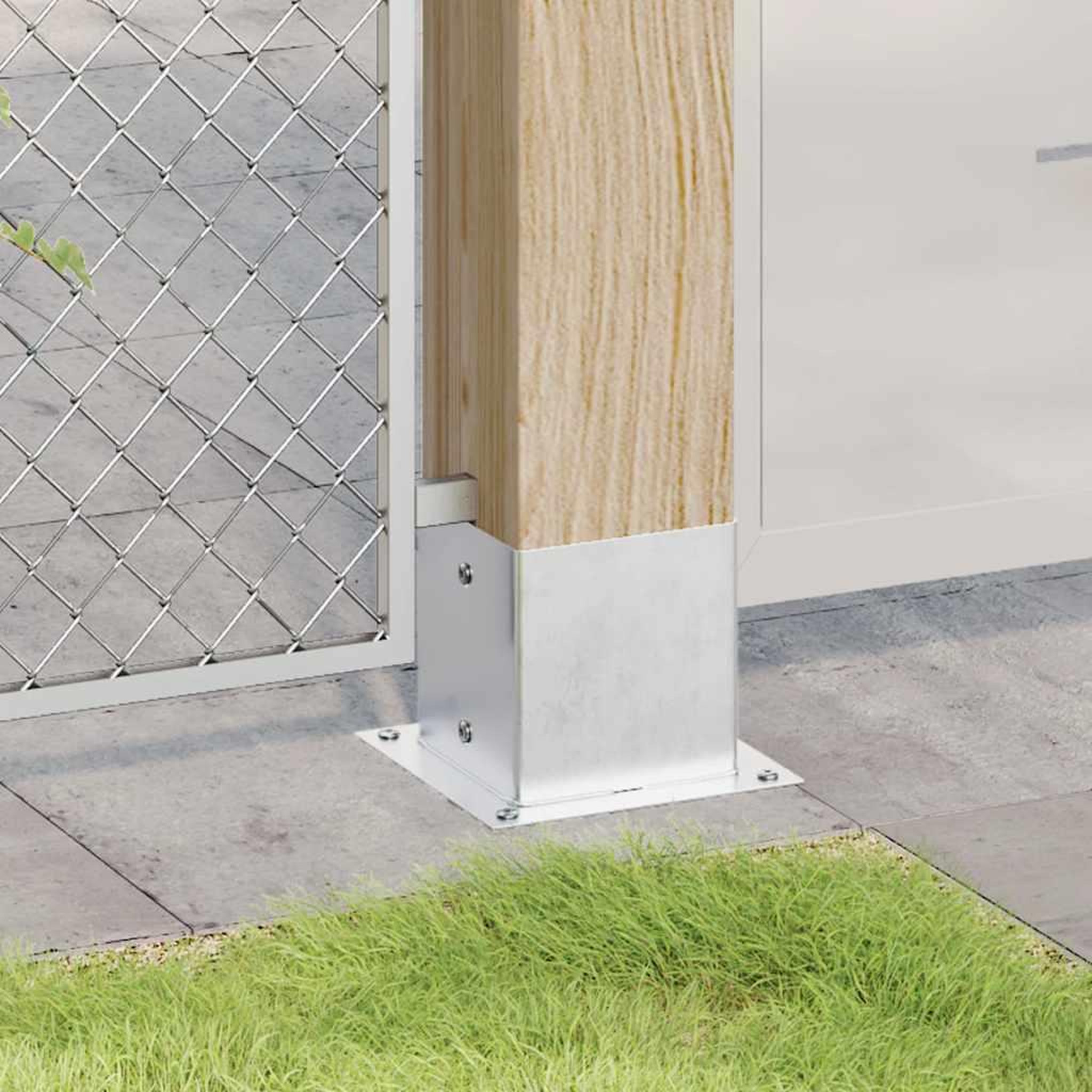 Voir la diapositive 3 : VIDAXL Bases de poteau carrees 4 pcs argent 141x141 mm acier galvanise