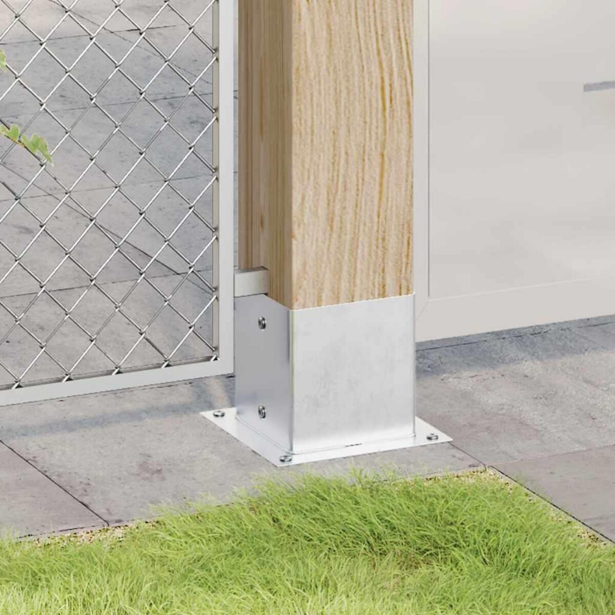 VIDAXL Bases de poteau carrees 4 pcs argent 141x141 mm acier galvanise