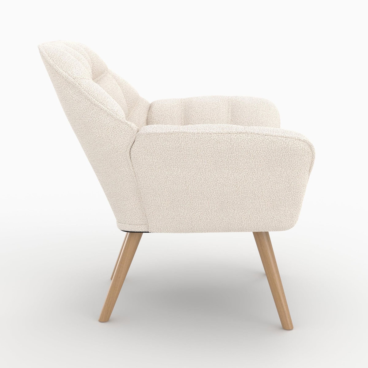 Rendez vous déco Fauteuil en tissu bouclé blanc-Simba