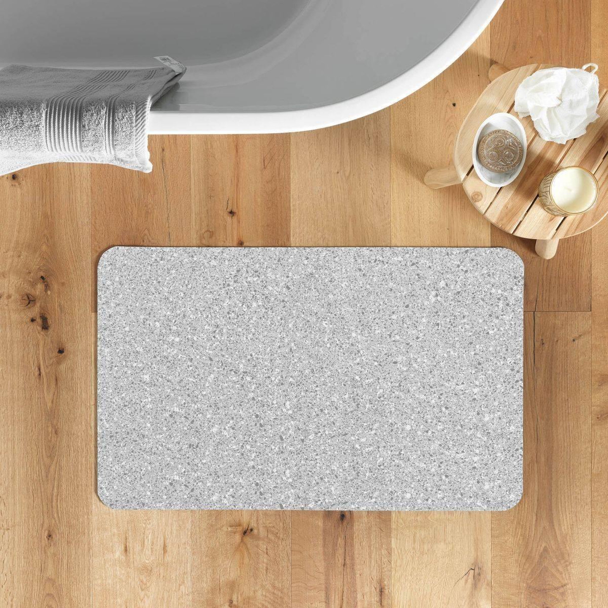 Voir la diapositive 5 : Douceur d'Intérieur Tapis de bain ultra-absorbant  granite  50x80cm gris