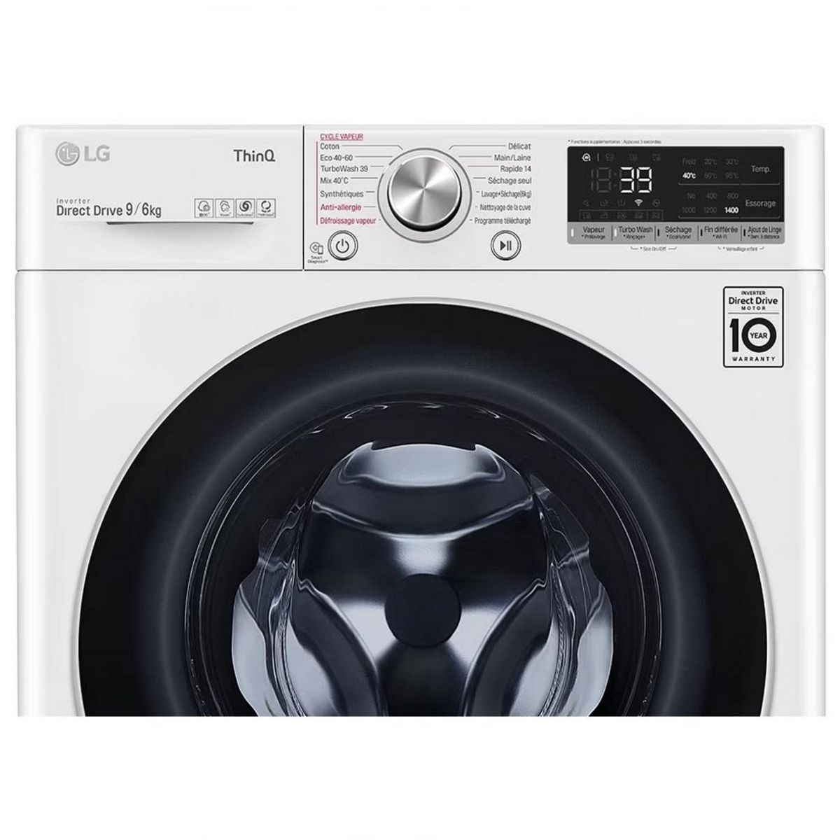 LG Lave-linge séchant hublot 9/6kg 1400 tours/min - F964R71WRST