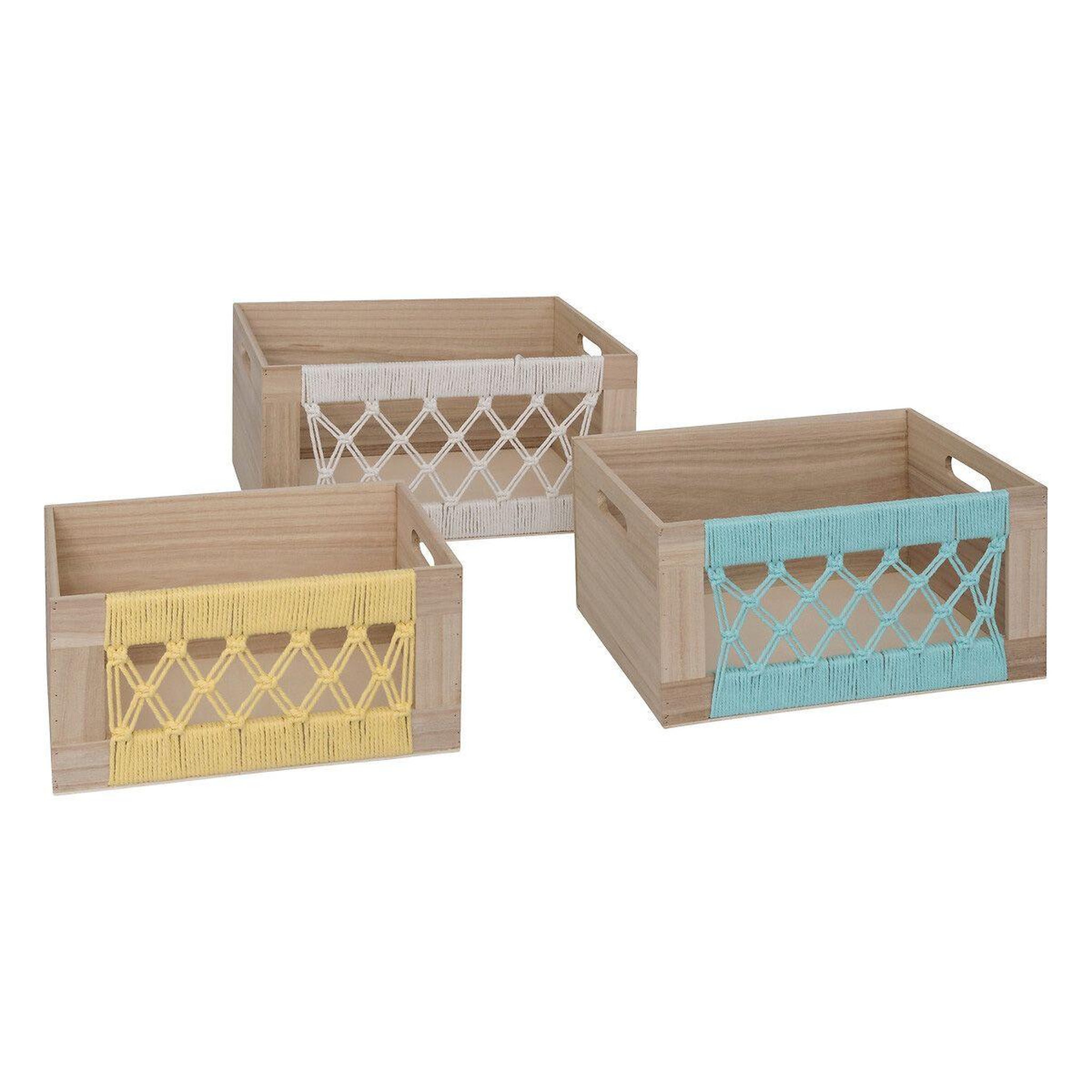Atmosphera Kids Lot de 3 cagettes macramés  australie  36cm beige